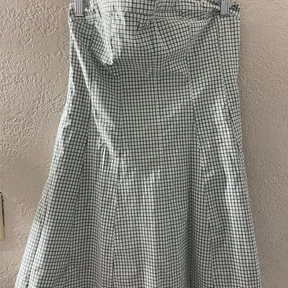Y2K American Eagle white & green gingham cotton & elastane tube-top dress Large